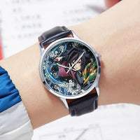 A stylish Demon Slayer Watch featuring two-dimensional anime art of Rengoku Kyoujurou and Tokitou Muichirou, designed as a trendy business wristwatch.