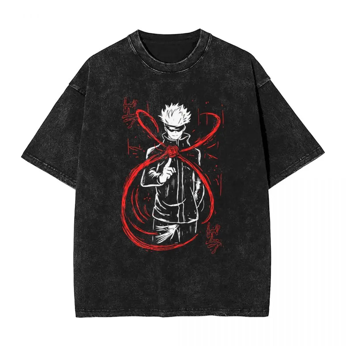 Jujutsu Kaisen Vintage Washed Cotton T-Shirt featuring bold graphic design and relaxed fit for anime fans.