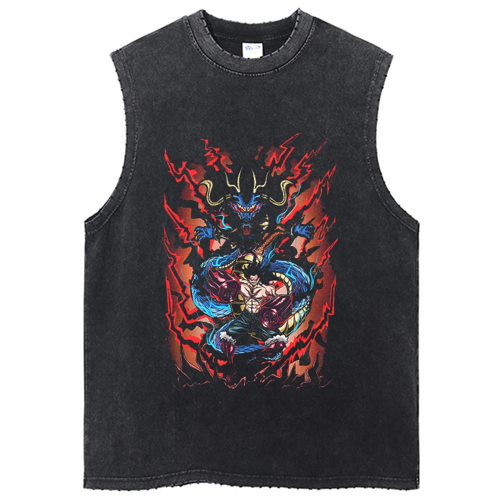 One Piece Vintage Washed Graphic Tank Top | Cotton Streetwear