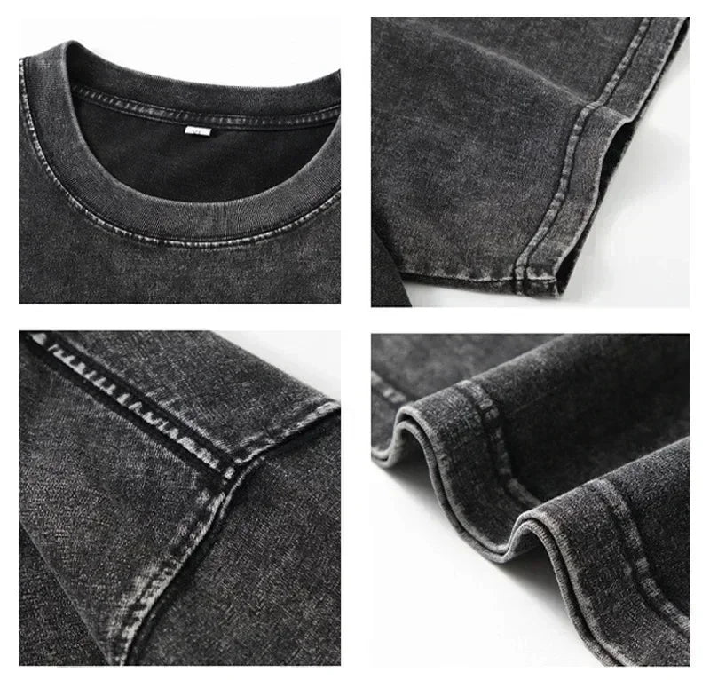 Close-up details of Bleach T-Shirt Vintage Washed Anime Streetwear, showcasing fabric texture and stitching.