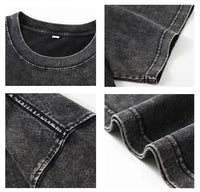 Close-up details of Bleach T-Shirt Vintage Washed Anime Streetwear, showcasing fabric texture and stitching.