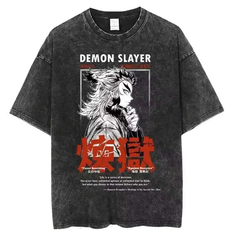 Demon Slayer Rengoku Flame Hashira Anime T-Shirt breathable cotton unisex casual summer top