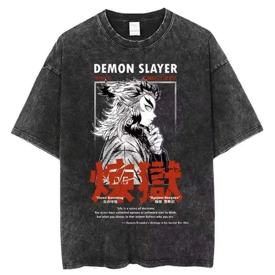 Demon Slayer Rengoku Flame Hashira Anime T-Shirt breathable cotton unisex casual summer top