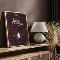 A vintage-style Solo Leveling Sticky Poster printed on whitepaper, featuring Sung Jinwoo and the Shadow Army with a DIY self-adhesive backing.