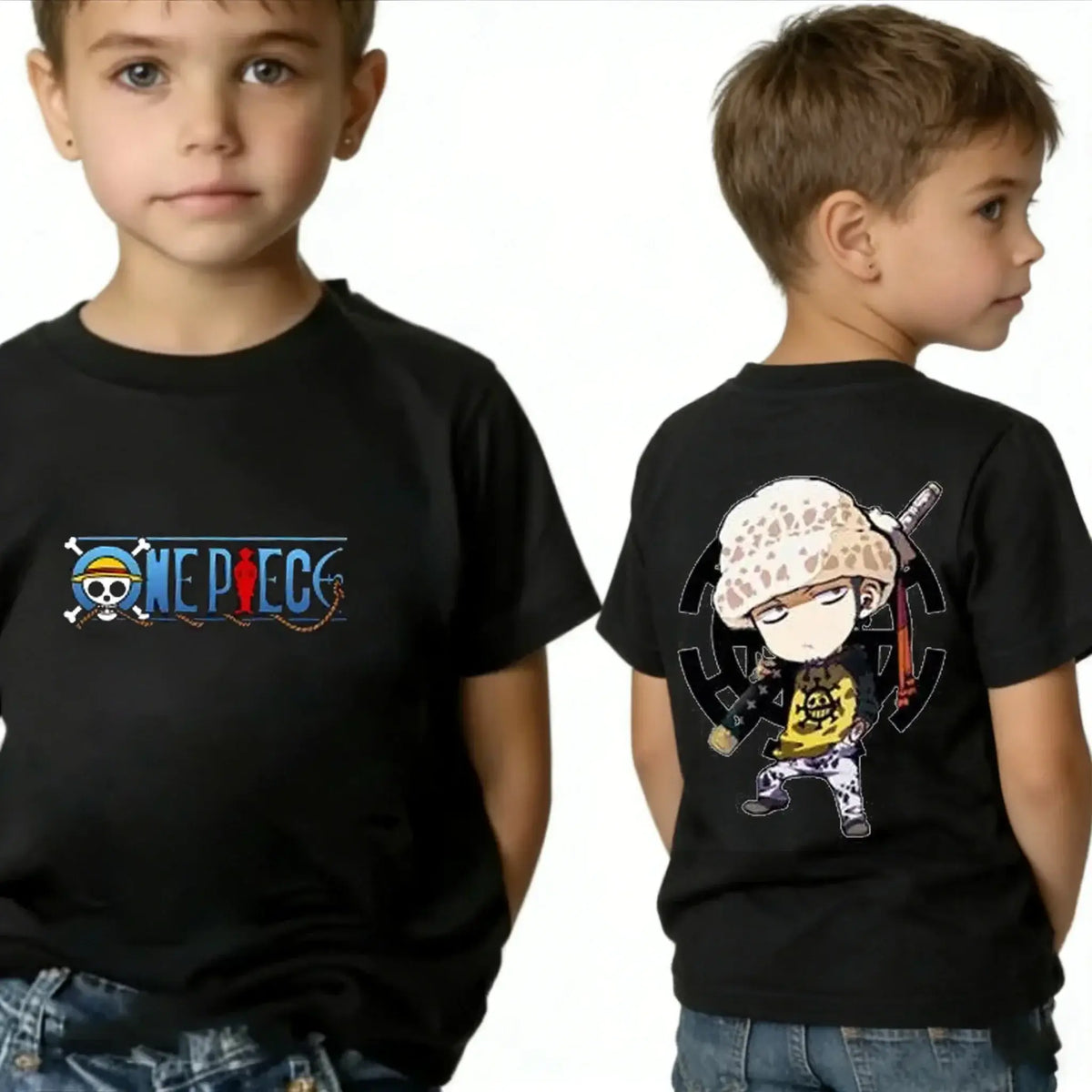 One Piece Kids T-Shirt Luffy Zoro Nami Chopper pure cotton short sleeve summer cartoon tee boys girls unisex sizes 100 to 160 CM birthday gift