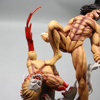 A highly detailed 29cm Eren Jaeger Figure made of premium PVC, showcasing the Attack on Titan protagonist in a dynamic pose for anime desktop decoration.