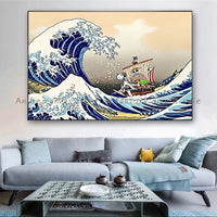 A high-quality Monkey D Luffy HD Poster printed on canvas, featuring Japanese anime art suitable for bar and home wall decoration.