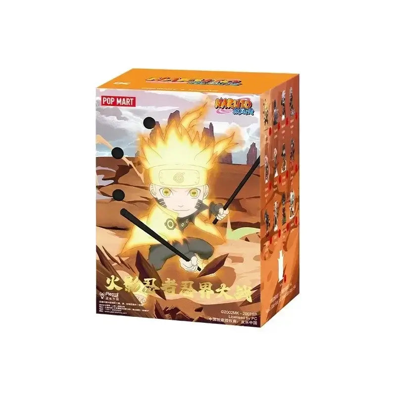 A cute Naruto Pop Mart Blind Box from the Ninkai Taisen Series featuring a collectible chibi anime desktop decoration model.