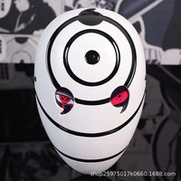 A highly imitative, high-gloss Obito Cosplay Mask featuring the Akatsuki Sharingan design for anime Halloween costumes and conventions.