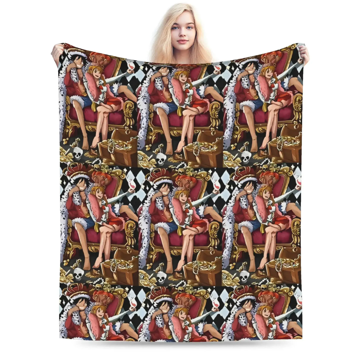 Stay warm with this One Piece Luffy Blanket! 🏴‍☠️ Premium knitted fleece throw for beds and sofas. Soft anime home decor. Shop the trend now!