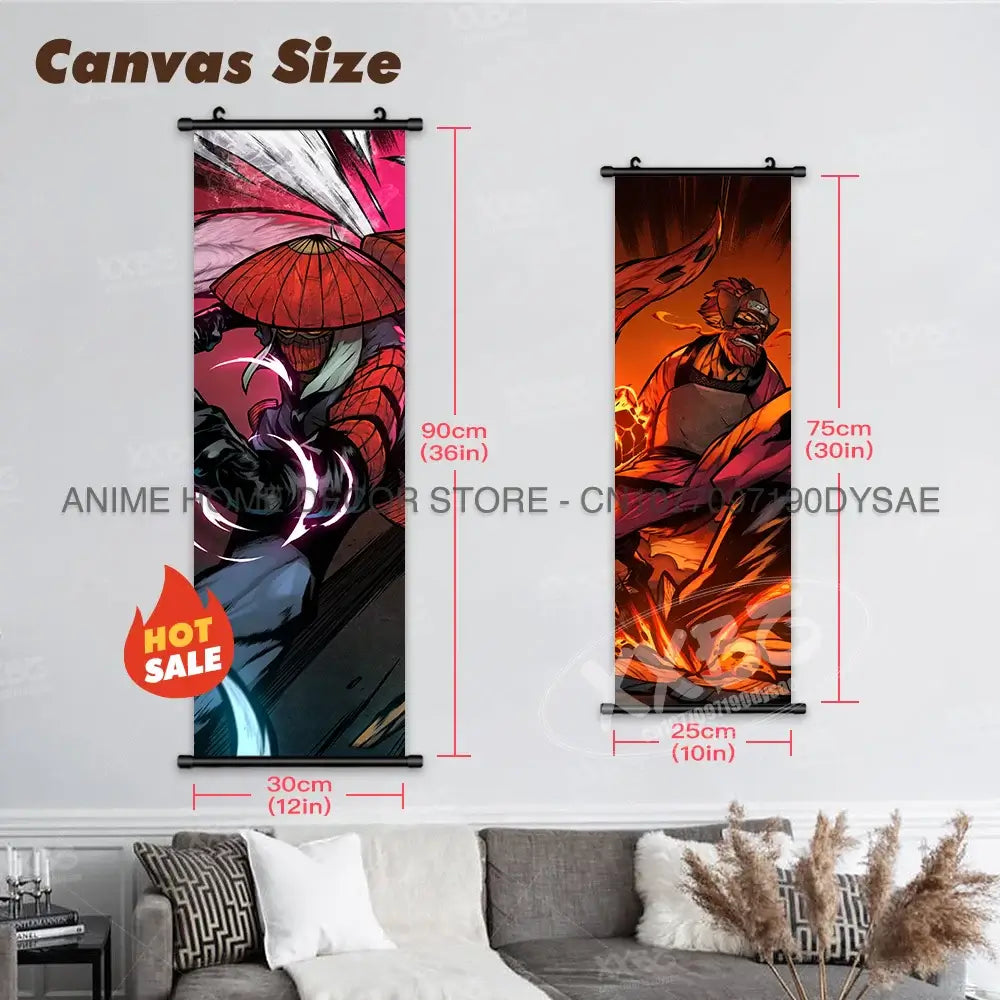 High-definition Naruto Posters hanging scroll featuring Uzumaki Naruto, Uchiha Sasuke, and Madara for anime home wall decoration.