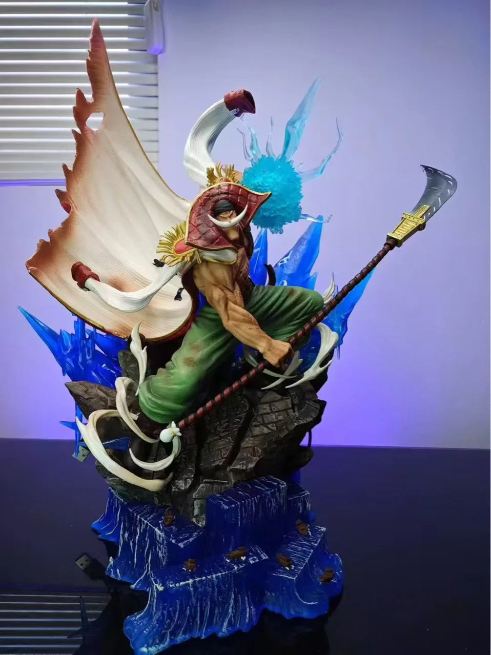 One Piece Whitebeard Naval Battle PVC Figure 38cm luminous Bandai scene model desktop gift