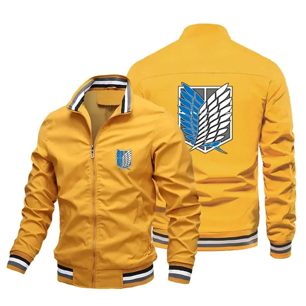 Attack on Titan Baseball Jacket Y2K Harajuku Street Style thick polyester zipper closure Titan print applique detail sizes S to 5XL mens outerwear