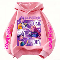 A fashionable KPop Demon Hunters Hoodie featuring the Huntrix design, a spring and autumn sweatshirt for boys and girls.