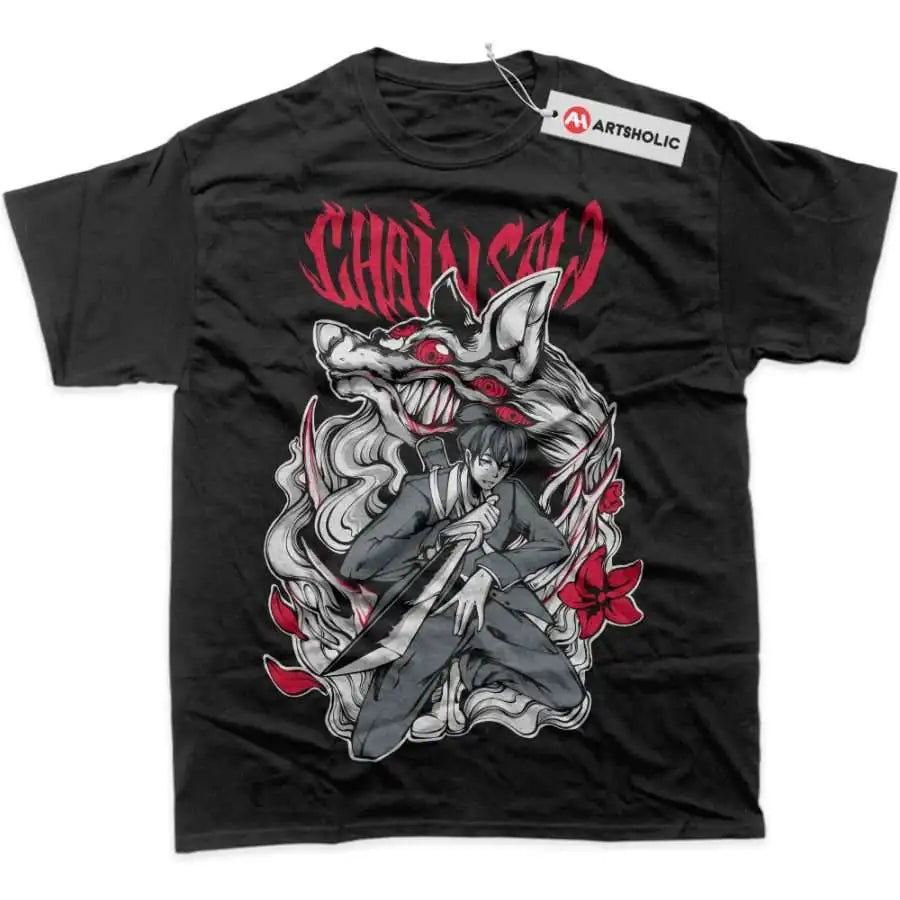 An oversized Chainsaw Man T-Shirt made of soft cotton, featuring a graphic print of Power and Makima for men's and women's streetwear.