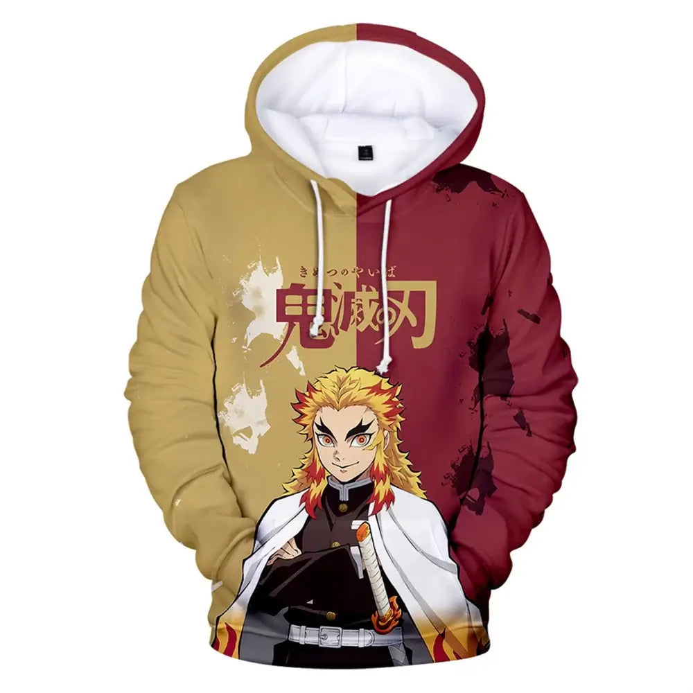 A trendy 3D Anime Hoodie featuring a funny graphic print, designed as an oversized hip-hop pullover for men and women.