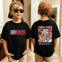 One Piece Kids T-Shirt Anime Luffy Zoro Chopper short sleeve cotton summer tee boys girls ages 7-13