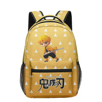 A 3-piece Demon Slayer Backpack Set featuring Tanjiro and Nezuko anime art, including a school bag, lunch box, and pencil case for elementary students.