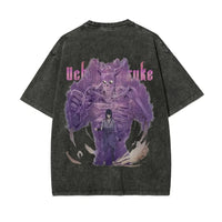 A vintage-style Naruto Washed T-Shirt made of premium distressed cotton, featuring a retro Japanese anime graphic for summer streetwear.