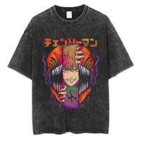 Chainsaw Man Power Print T-Shirt Y2K Harajuku washed cotton unisex anime tee men women