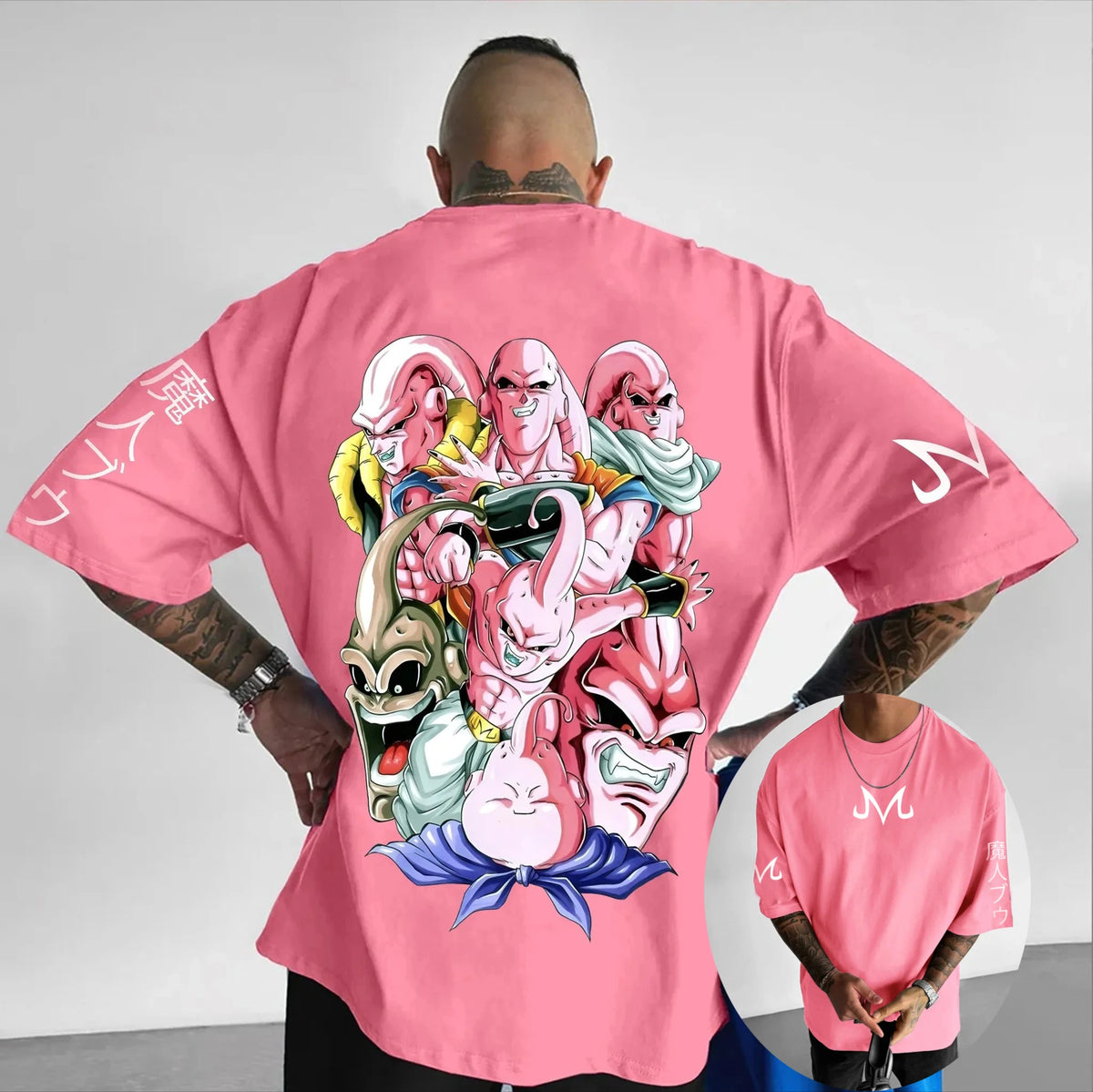 Close-up of Dragon Ball Son Goku Oversized Retro Graphic T-Shirt Goku print detail cotton fabric