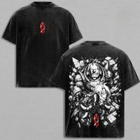 Edward and Alphonse Elric T-Shirt featuring black wash, graphic design of brothers, and a red emblem.