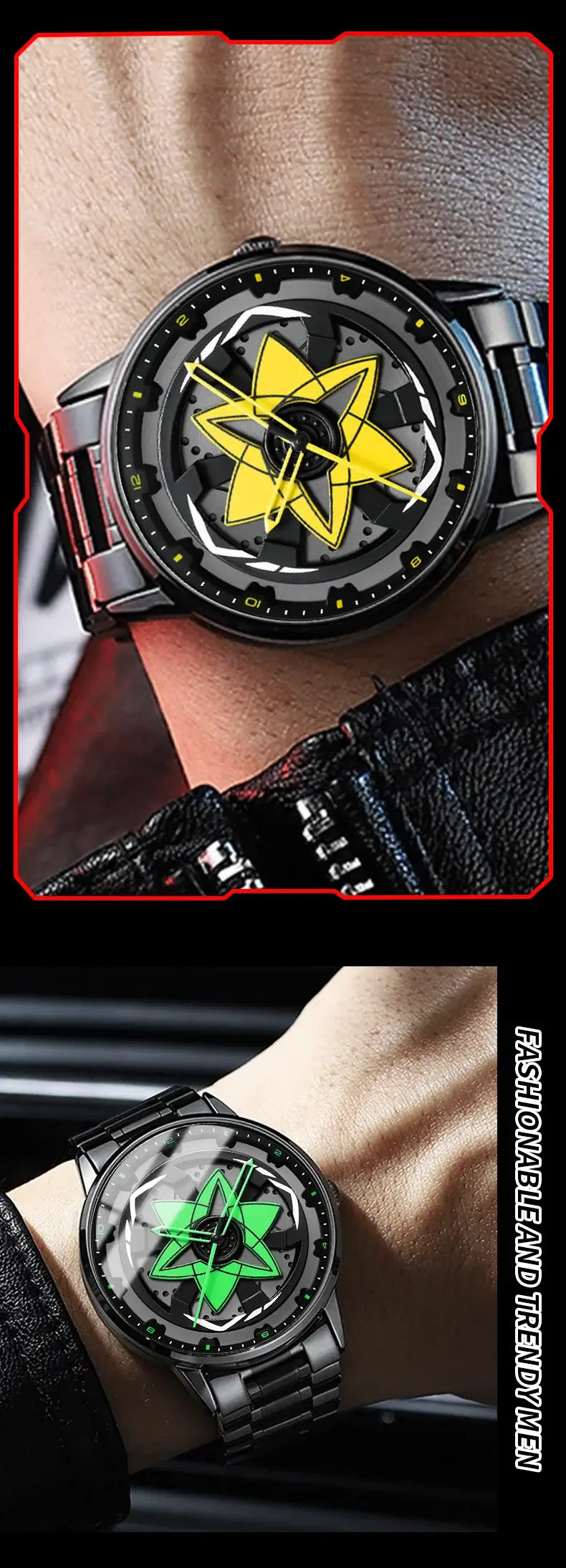 VA VA VOOM Racing Series Watch creative spinning dial stainless steel waterproof sports quartz watch for men