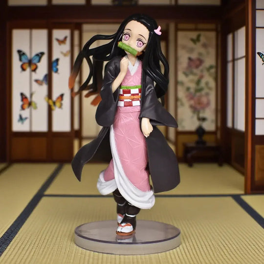 High-quality 19cm Nezuko Figure PVC anime statue from Demon Slayer, showcasing vibrant details perfect for desktop display and collector gifts.