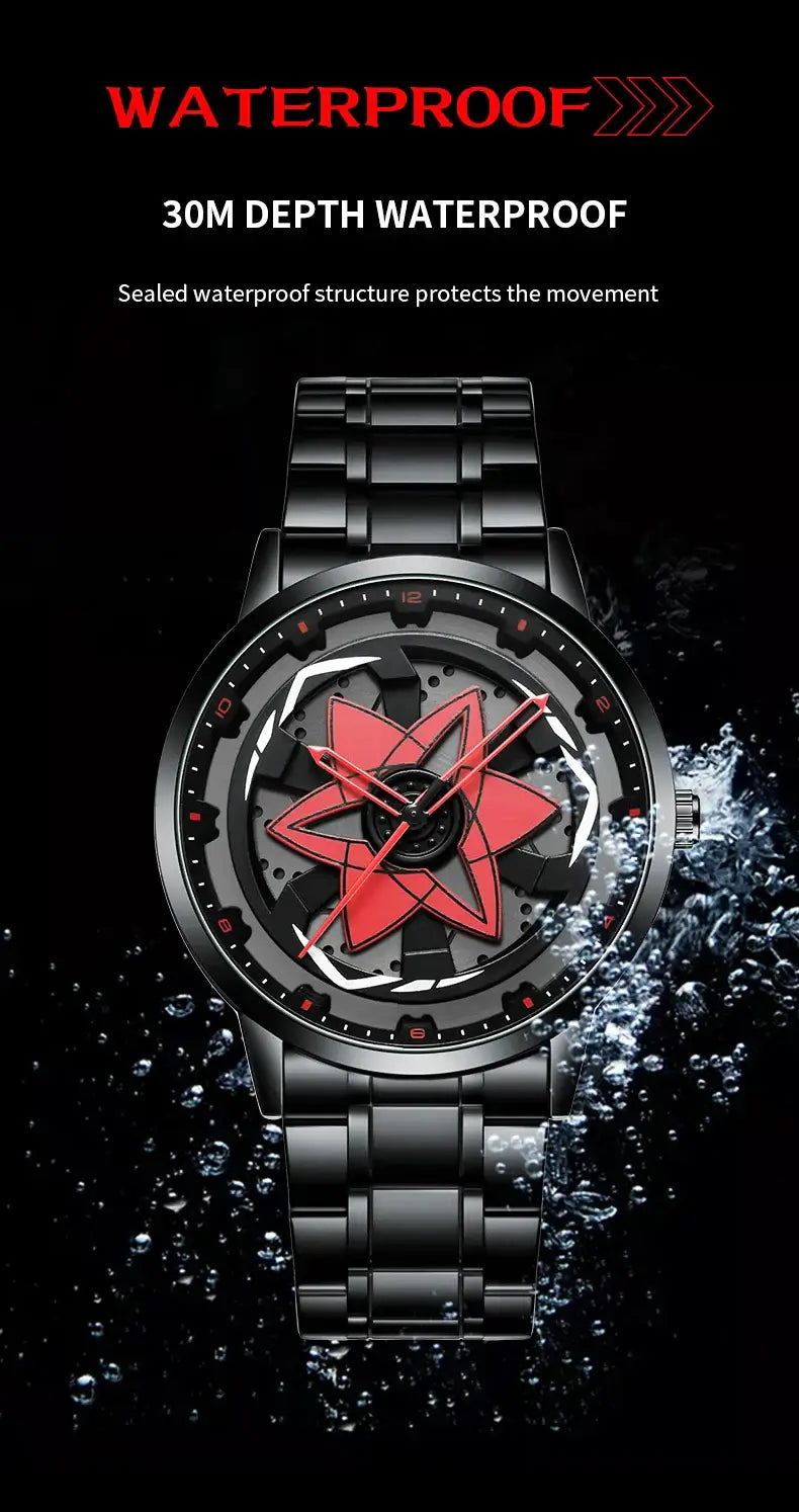 VA VA VOOM Racing Series Watch creative spinning dial stainless steel waterproof sports quartz watch for men