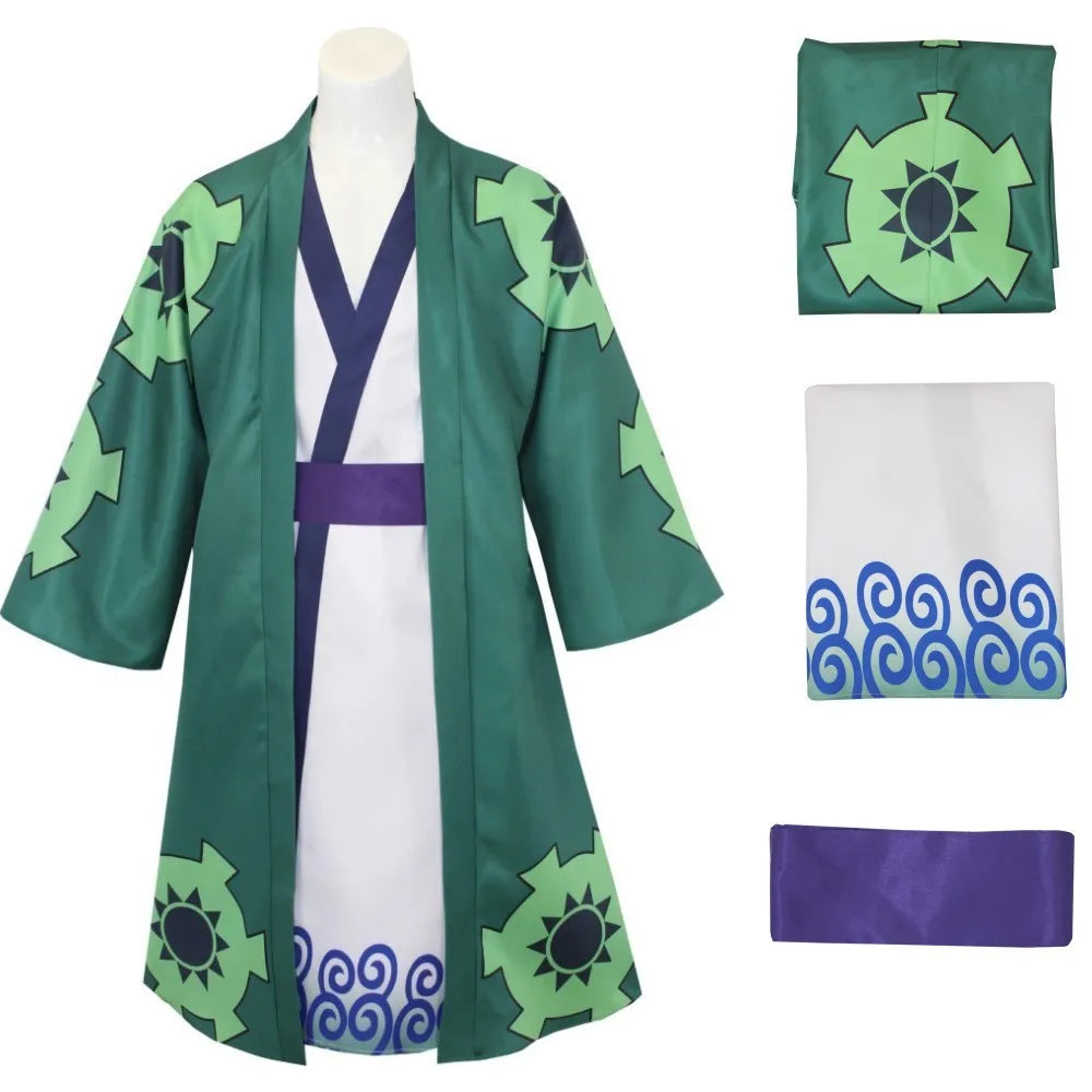 Roronoa Zoro Green Kimono Cosplay Costume | One Piece