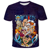 A breathable One Piece Luffy T-shirt featuring a cartoon graphic, designed as a loose-fit casual top for men and boys.