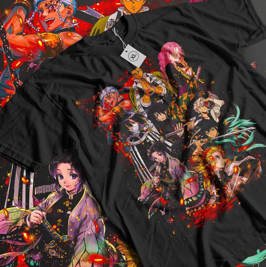 Close-up of Demon Slayer Hero Characters Y2K Children Cotton T-Shirt hero print detail cotton