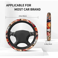 Close-up of One Piece Luffy Anime Steering Wheel Cover Luffy print soft elastic material detail