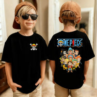 One Piece Kids T-Shirt Anime Luffy Zoro Chopper flat lay casual style summer clothing