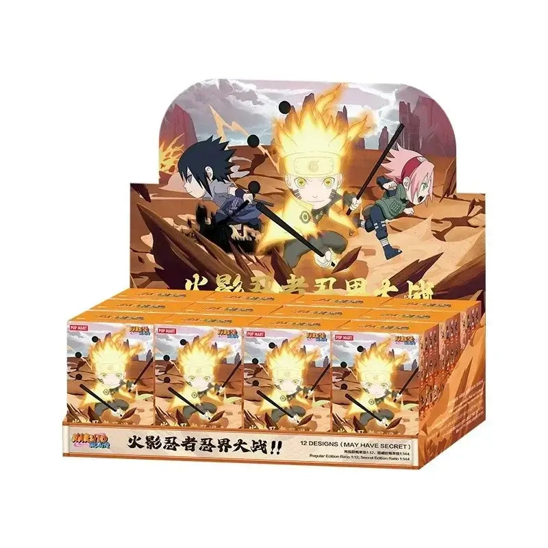 A cute Naruto Pop Mart Blind Box from the Ninkai Taisen Series featuring a collectible chibi anime desktop decoration model.