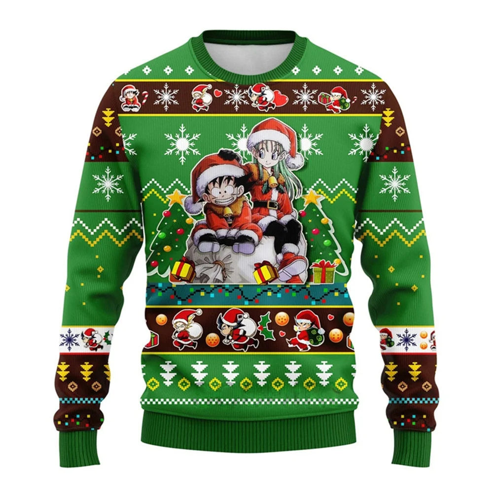 A matching parent-child Dragon Ball Wukong Sweatshirt featuring Goku anime character art, perfect for autumn and winter fashion.