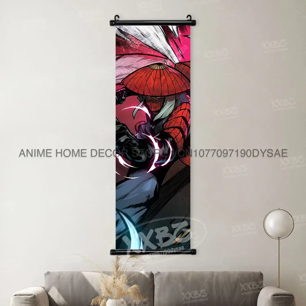 High-definition Naruto Posters hanging scroll featuring Uzumaki Naruto, Uchiha Sasuke, and Madara for anime home wall decoration.
