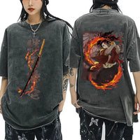A vintage washed Demon Slayer Serpent Hashira Iguro Obanai T Shirt in a casual, oversized style for men and women.