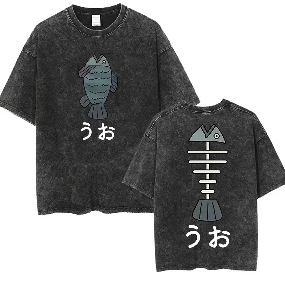 A unisex vintage washed Japan Anime Dandadan Okarun Graphic T Shirt made from high-quality cotton for streetwear fashion.