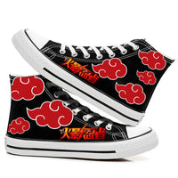 Trendy high-top Naruto Canvas Shoes featuring cool graffiti personality prints of Sasuke Uchiha, Itachi, and Kakashi for men and women.