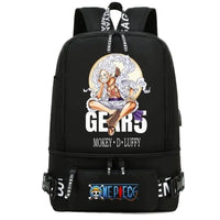One Piece Anime Polyester School Travel Backpack featuring Monkey D. Luffy design, perfect for students age 14+.
