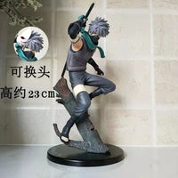 A handmade Naruto Kakashi Handmade Ornament, a model of the anime character from Shippuden running with a Konoha flag.