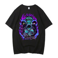 A high-quality Japanese Anime Solo Leveling T Shirt with a Sung Jinwoo cartoon graphic in a Harajuku short sleeve style.