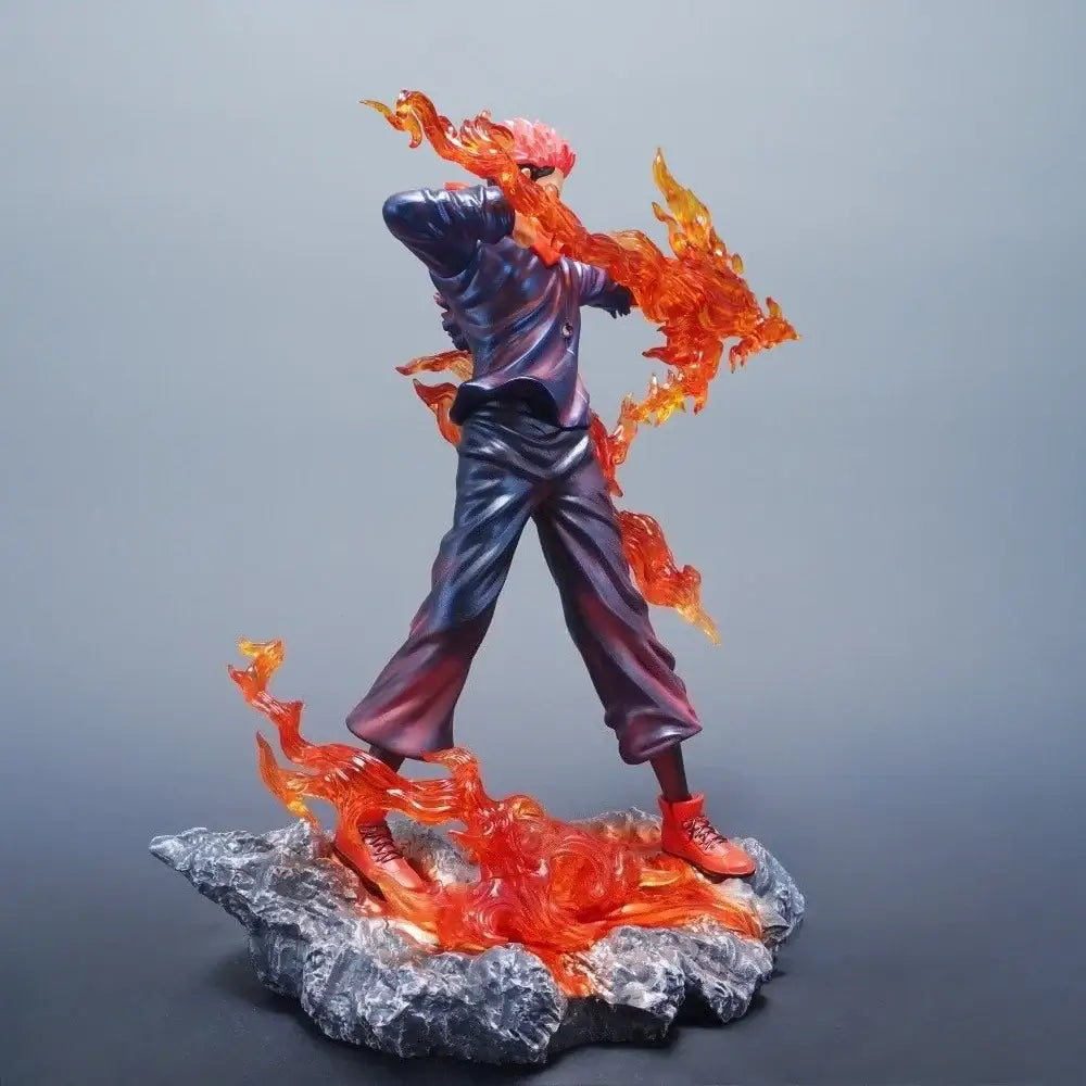 A highly detailed 30cm Ryomen Sukuna Figure made of premium PVC, showcasing the Jujutsu Kaisen King of Curses in a dynamic stance for desktop decoration.