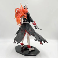 Back view of a striking Bleach Anime Figure featuring Ulquiorra with vibrant red hair and a detailed outfit.