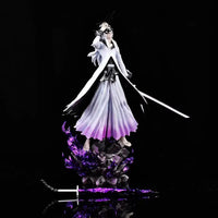 A large 33cm Bleach Ichigo Figure made of PVC, featuring two interchangeable battle forms and Zangetsu sword for anime desktop decoration.