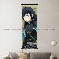 High-quality Demon Slayer Posters wall art scrolls featuring Hashira Kanroji Mitsuri, Iguro Obanai, and Tokitou Muichirou for home decor.