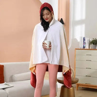 A cozy Demon Slayer Blanket styled as a Tanjiro Kamado plaid haori, functioning as a wearable bathrobe and anime cosplay shawl.
