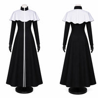 Aizen Sousuke TYBW Cosplay Costume black robe set featuring a white shoulder cape and full-length design.