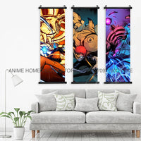 High-quality Uzumaki Naruto Posters wall art scroll featuring Sasuke Uchiha, Madara, and Might Guy for anime home decor.